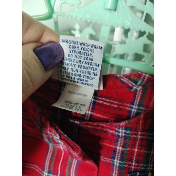 Vintage OshKosh B’Gosh Plaid Tartan Red Dress 12 Months Cotton - Picture 5 of 7